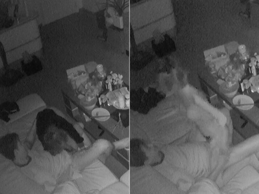 Vợ chồng trốn con ra phòng khách địt nhau đủ tư thế – hack camera